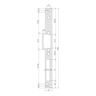 Têtière plate 280x35mm, Y1S pour gâche à encastrer 34mm, S33 IS LG