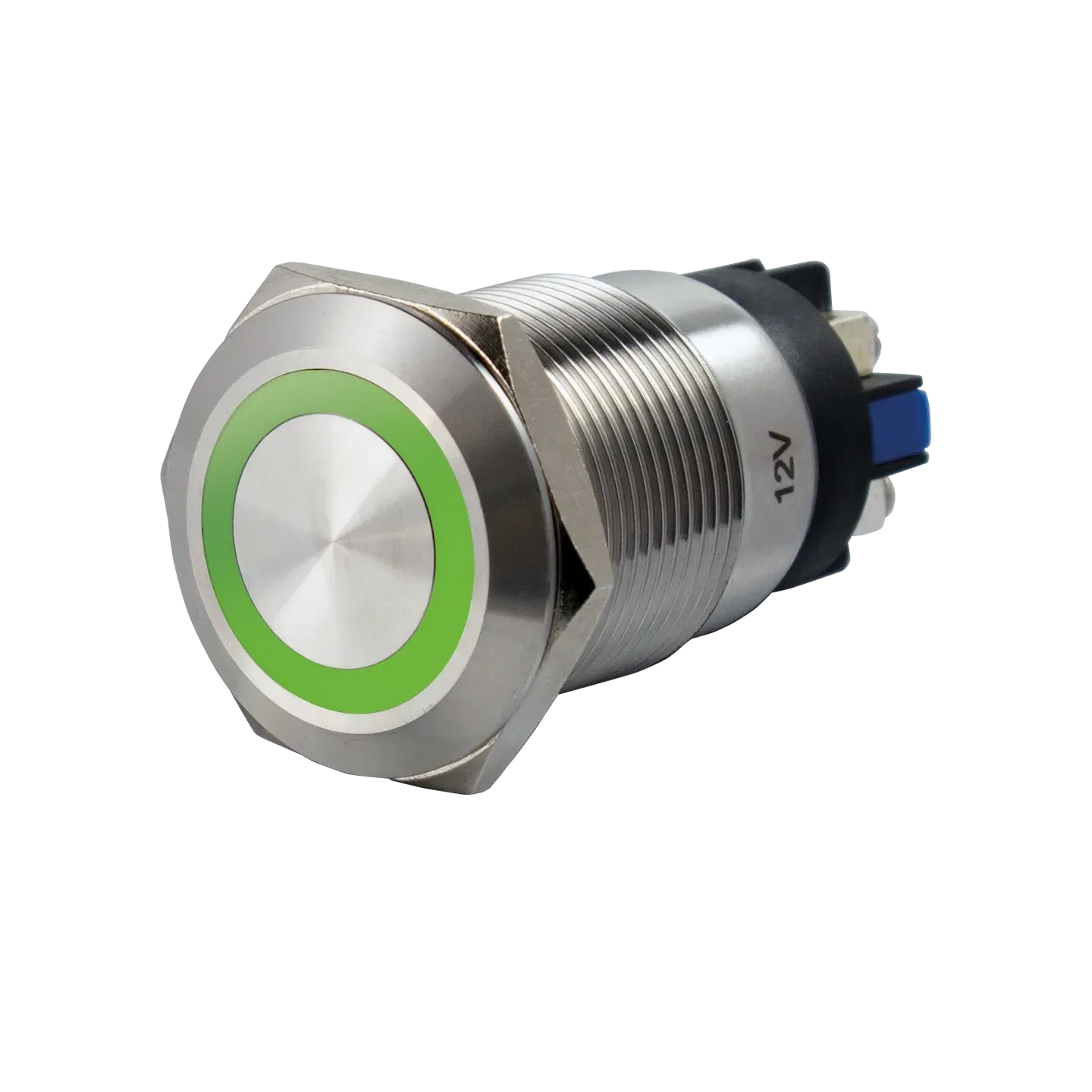 Bouton Poussoir 19 Mm En Acier Inoxydable Bornes Vis Halo Vert bouton-poussoir-19-mm-en-acier-inoxydable-bornes-vis-halo-vert