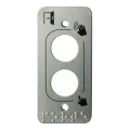 Plaque acier inoxydable 39,5 x 84,5 mm, perçage 2xØ19 mm,  picto "Porte + doigt" et "PORTE" en braille 