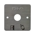 Plaque acier inoxydable  80 x 80 mm, perçage Ø 25 mm, picto "Porte + doigt" et "PORTE" en braille 