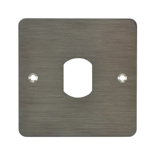 Plaque acier inoxydable 80 x 80 mm, perçage tête VIGIK / T25,  picto "porte &doigt" et "PORTE" en braille