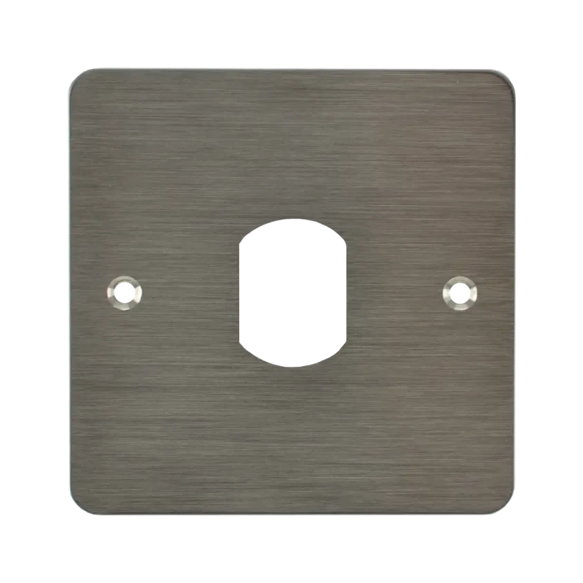 Plaque acier inoxydable 80 x 80 mm, perçage tête VIGIK / T25,  picto "porte &doigt" et "PORTE" en braille