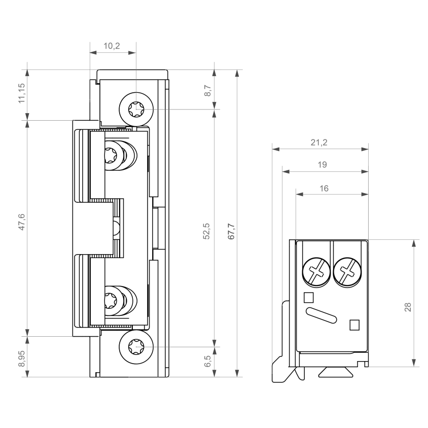 Gâche électrique à encastrer étroite S5 SECURITY LG, à émission de courant, 6-28V AC/DC