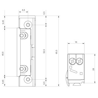 Gâche électrique à encastrer étroite S5 IP67, à émission de courant, 10-24V AC/DC