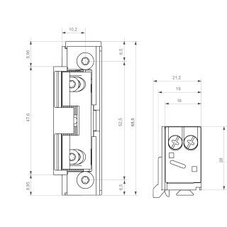 Gâche électrique à encastrer étroite S5 IP67 LG, à mémoire, 10-24V AC/DC