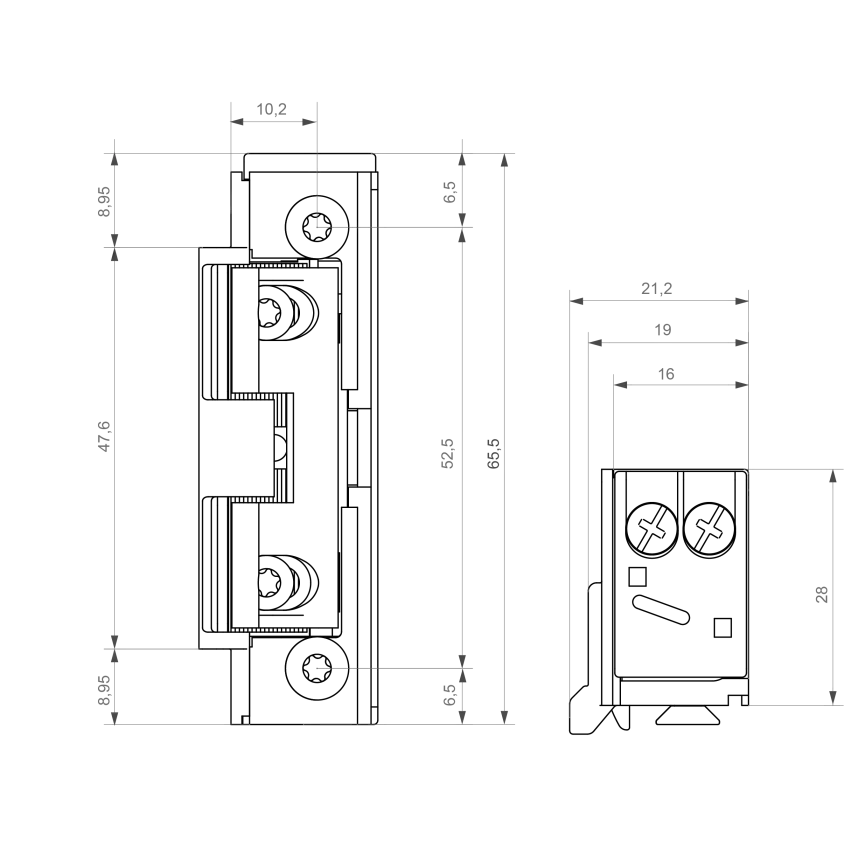 Gâche électrique à encastrer étroite S5 IP67 LG, à mémoire, 10-24V AC/DC