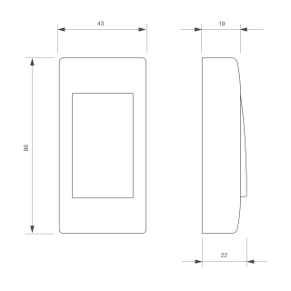 Bouton poussoir ABS, étroit, en applique
