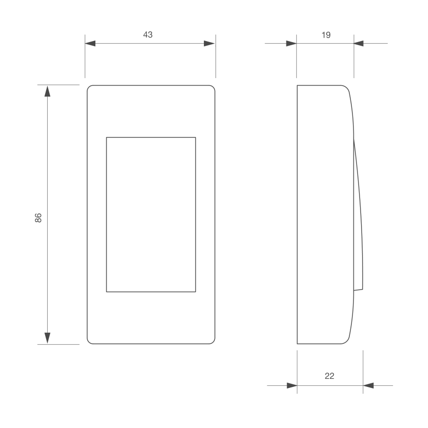 Bouton poussoir ABS, étroit, en applique