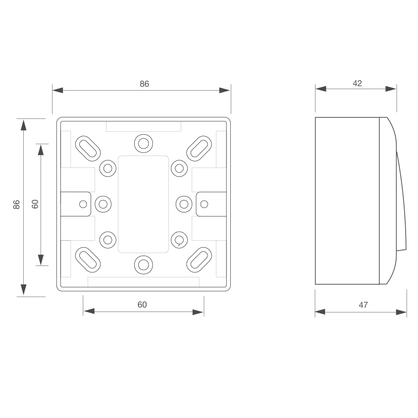 Bouton poussoir ABS, en applique