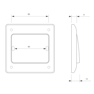 Bouton poussoir ABS, à encastrer