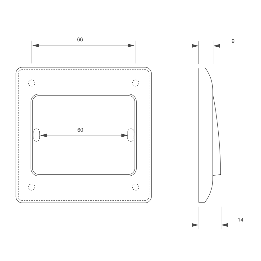 Bouton poussoir ABS, à encastrer