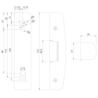 Gâche électrique en applique pour barre antipanique, à émission de courant, 10-24V AC/DC