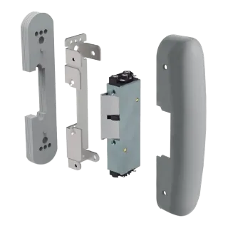 Gâche électrique en applique pour barre antipanique, à émission de courant, 24V AC/DC