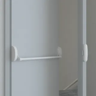 Gâche électrique en applique pour barre antipanique, à rupture de courant, 24V DC, avec contact de signalisation