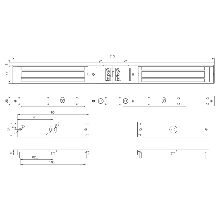 Ventouse électromagnétique en applique série 300 Kg, 12 ou 24V