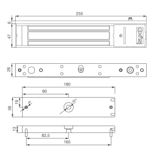 Kit Ventouse électromagnétique en applique EH3 - 300 Kg, 12-48V DC LED R/V CTC PV/PD PO/FR NF S61-937 + accessoires de pose