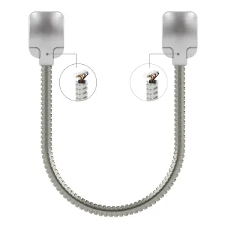 Passage de câble antivandale en applique avec borniers, longueur 40 cm, gaine acier inoxydable, IP64