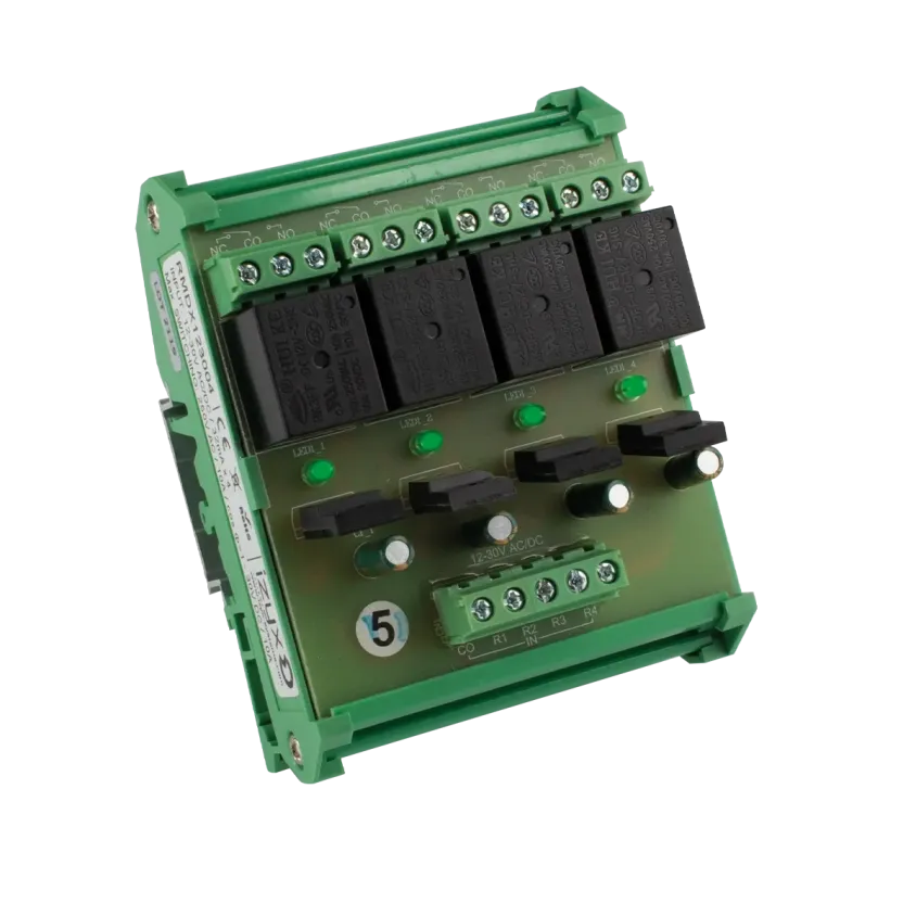 Module relais rail DIN, 12-30V AC/DC, 4 relais