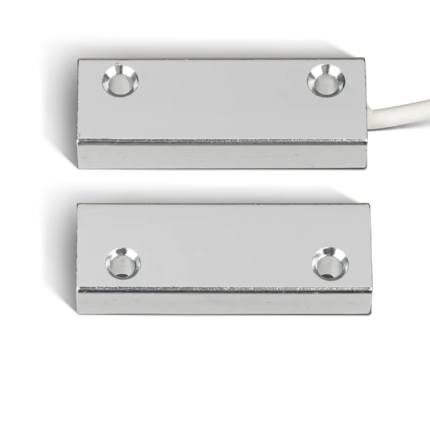 Contact magnétique en aluminium en applique, 1 contact NO + boucle d'autoprotection (4 fils), raccordement par câble