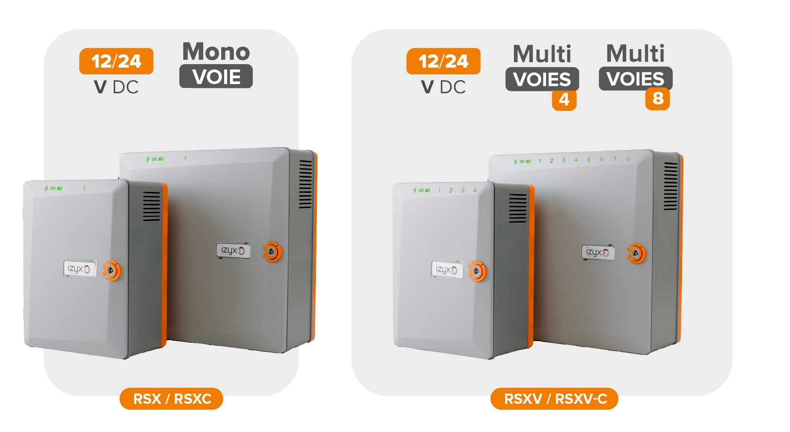 Alimentation chargeur en coffret ABS 12 ou 24V DC monovoies ou multivoies | IZYX-SYSTEMS